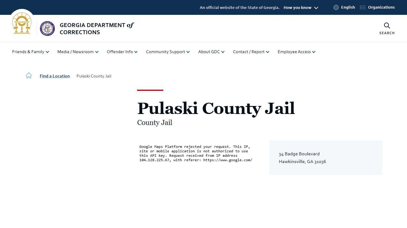 Pulaski County Jail | Georgia Department of Corrections